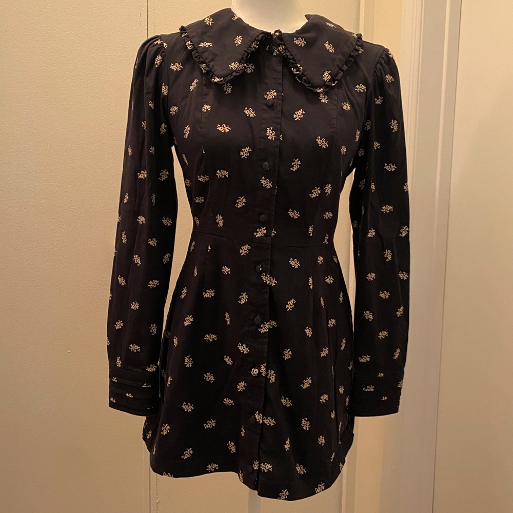 Hill House Black Floral Mini Dress